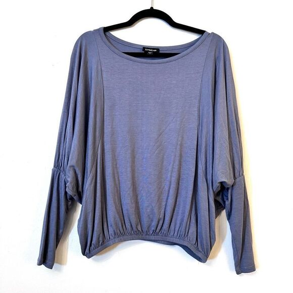 Bebe Scoop Neck Dolman Drop Shoulder Stretch Long Sleeve Top Purple Size Small - Picture 1 of 4